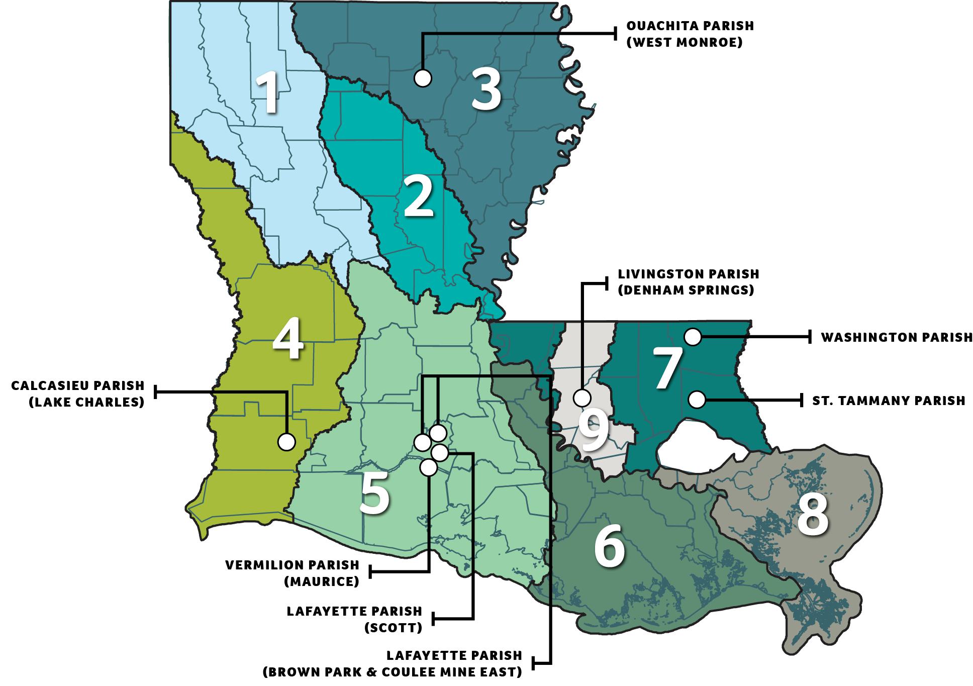 map showing Statewide Buyout Projects